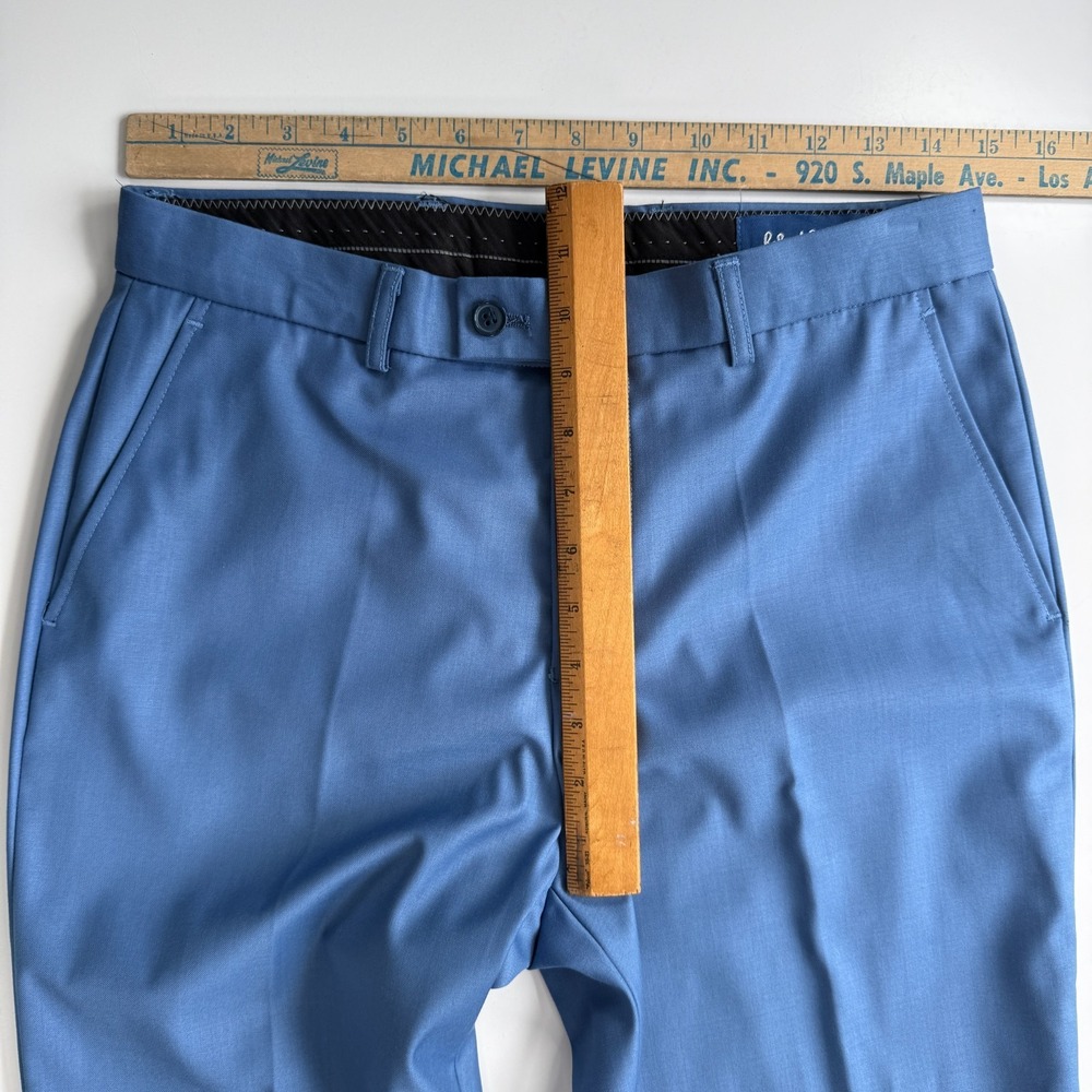 ROBERT SIMON Fitted Dress‎ Trouser Pants Mens 30x31 Pale Blue Flat Front Modern - Picture 8 of 9